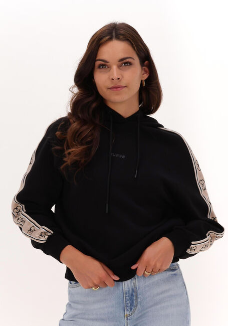 Zwarte GUESS Sweater BRITNEY HOODED SWEATSHIRT - large