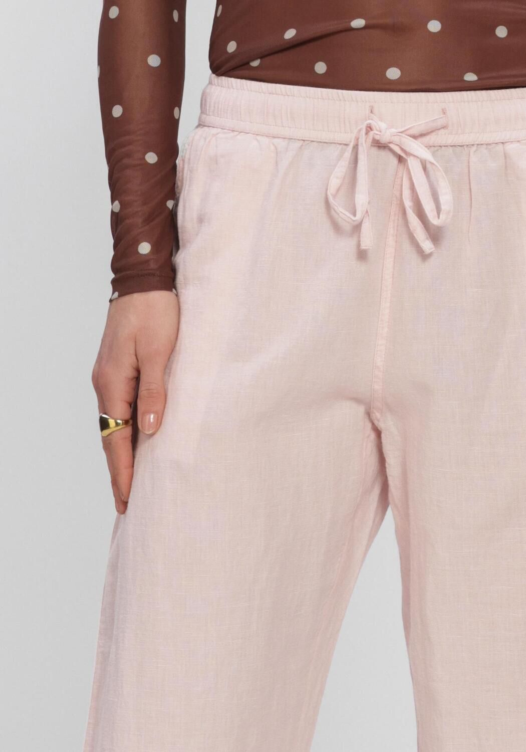 Roze NEO NOIR Wijde broek SONAR LINEN PANT - large