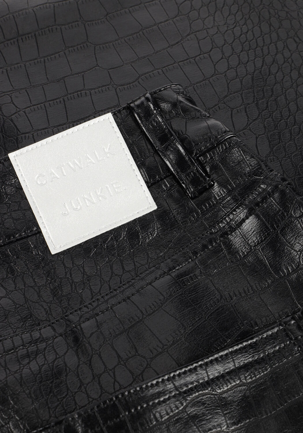 Zwarte CATWALK JUNKIE Wijde broek LOOSE FIT TEXTURED VEGAN LEATHER TROUSERS - large