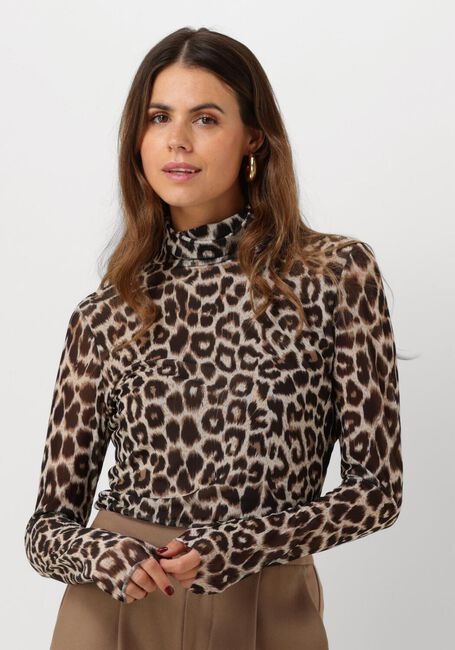 Bruine CATWALK JUNKIE Tops & T-shirts MESH TURTLE NECK LEOPARD LONG SLEEVE - large