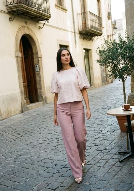 Lichtroze SELECTED WOMEN Pantalon SLFRITA MW WIDE PANT MEL - large