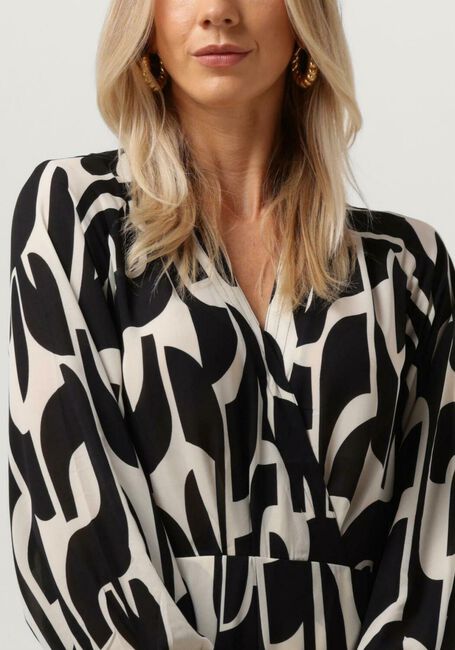 Zwarte ANOTHER LABEL Mini jurk AZRA GRAPHIC DRESS L/S - large