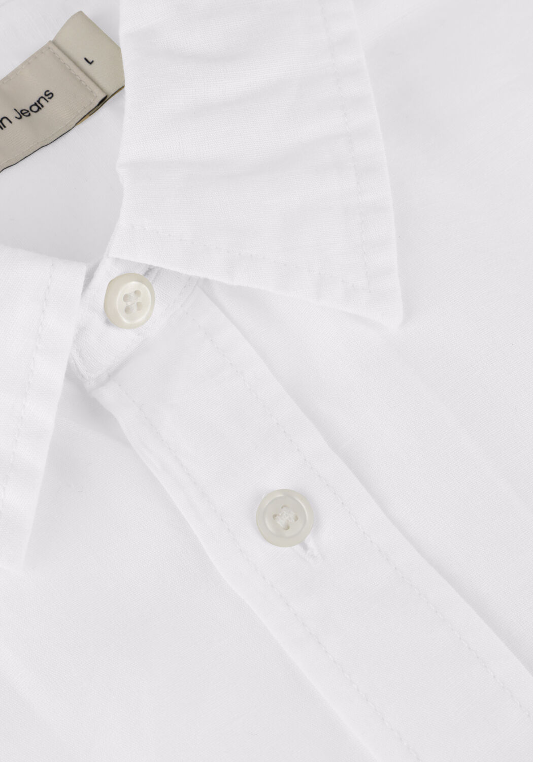 Witte CALVIN KLEIN Casual overhemd LINEN COTTON S/S SHIRT - large