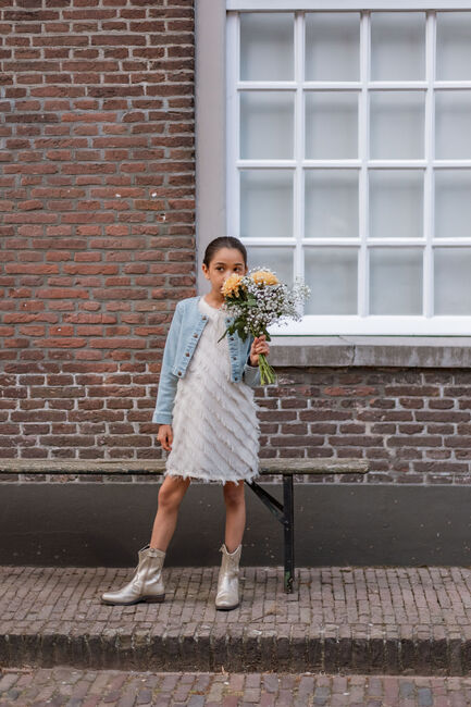 Ecru LIKE FLO Mini jurk MOSCOU FLO FRINGES DRESS - large