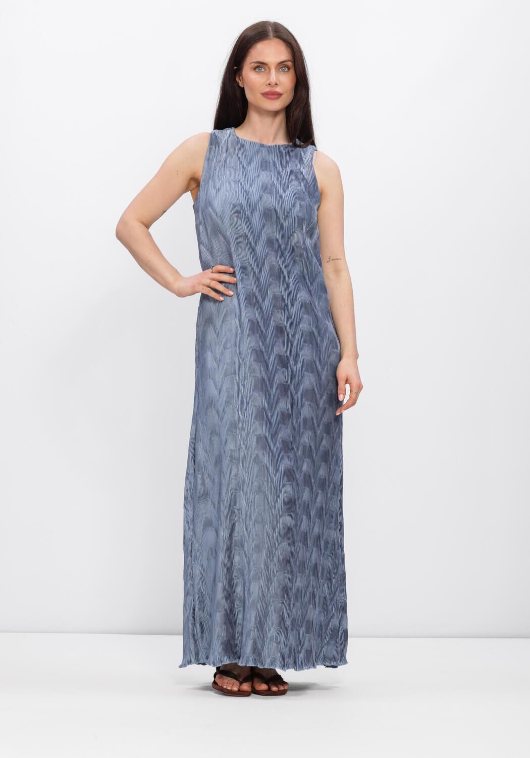 Blauwe SELECTED WOMEN Maxi jurk SLFANYA SL REGULAR ANKLE PLISSE - large