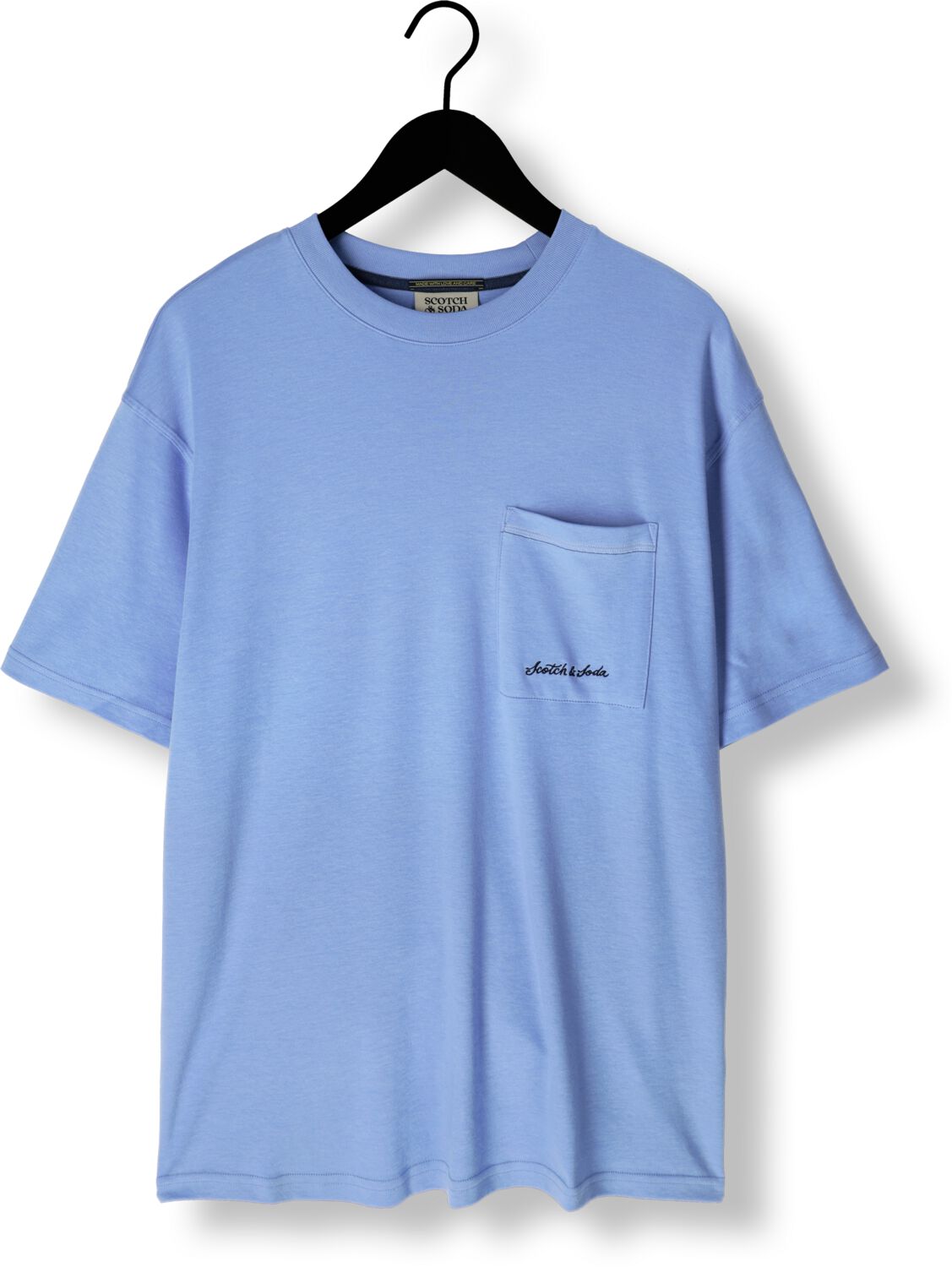 SCOTCH & SODA Heren Polo's & T-shirts Cotton Lyocell Pocket T-shirt Blauw