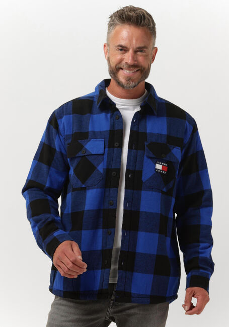 Blauwe TOMMY JEANS Overshirt TJM SHERPA FLANNEL OVERSHIRT - large