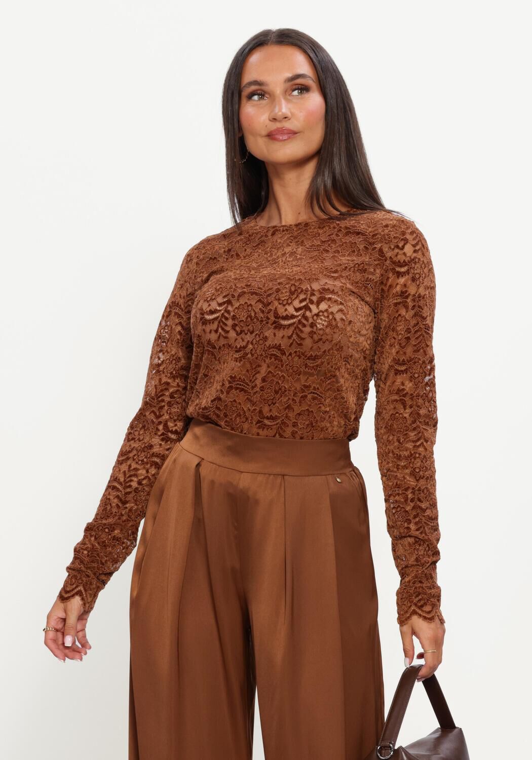 Bruine NUKUS Top WIES TOP LACE - large