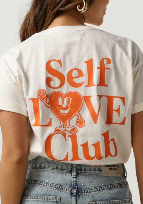 Witte COLOURFUL REBEL T-shirt SELF LOVE CLUB BOXY TEE - large