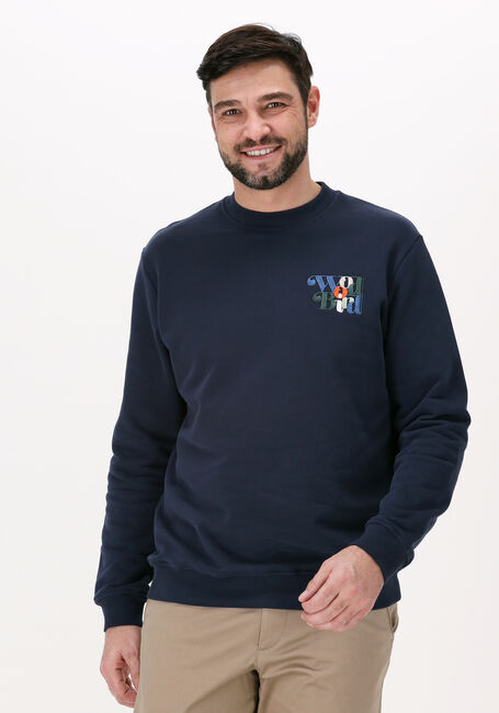 Donkerblauwe WOODBIRD Sweater ROBE WIRL CREW - large