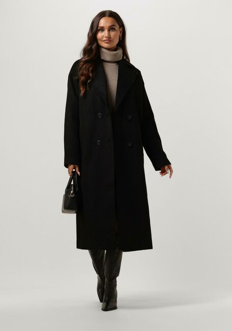 Zwarte NOTRE-V Mantel WOOL COAT LONG - large