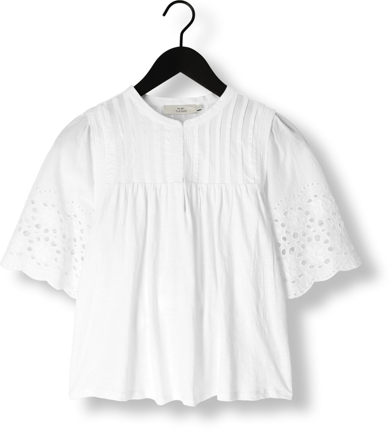 RUBY TUESDAY Dames Blouses Salome Blouse With Half Embro Sleeves And Round Neck Wit