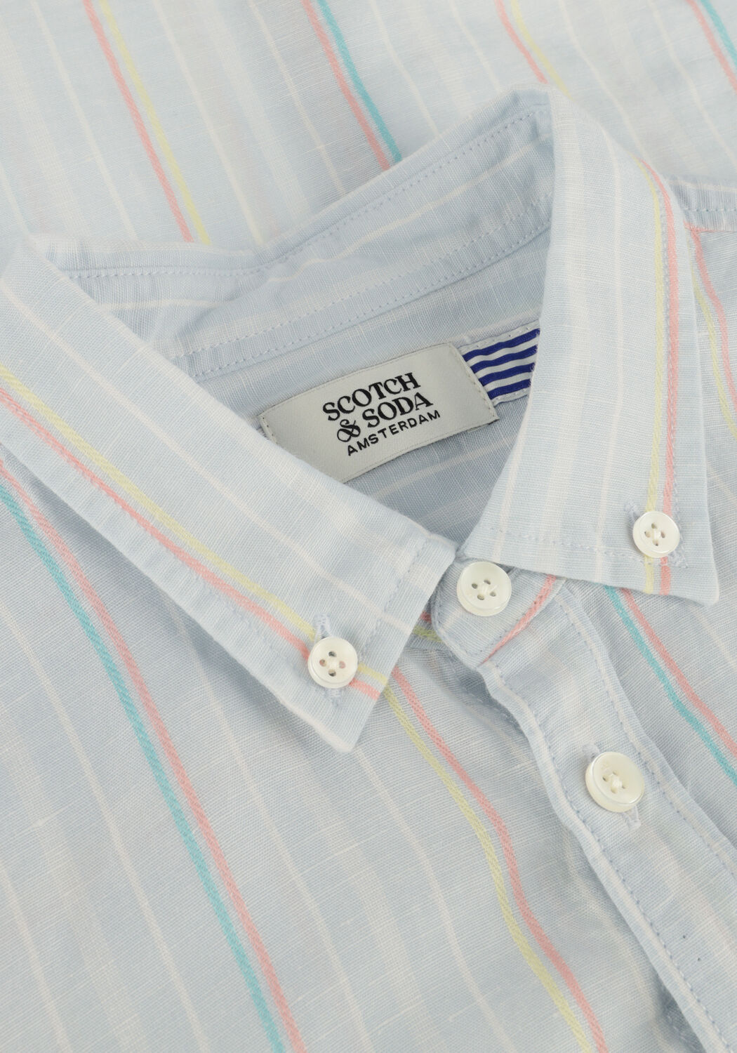 SCOTCH & SODA Jongens Overhemden Yarn-dyed Stripe Cotton Linen Shirt Lichtblauw