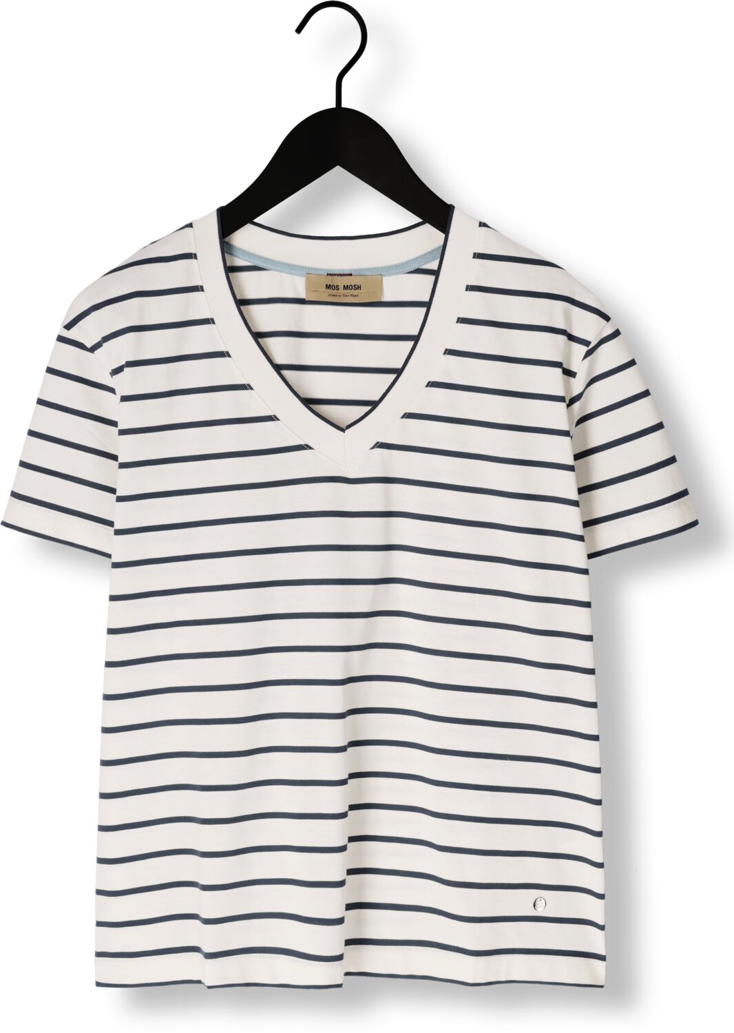 MOS MOSH Dames Tops & T-shirts Mmnani V-ss Stripe Tee Gebroken Wit