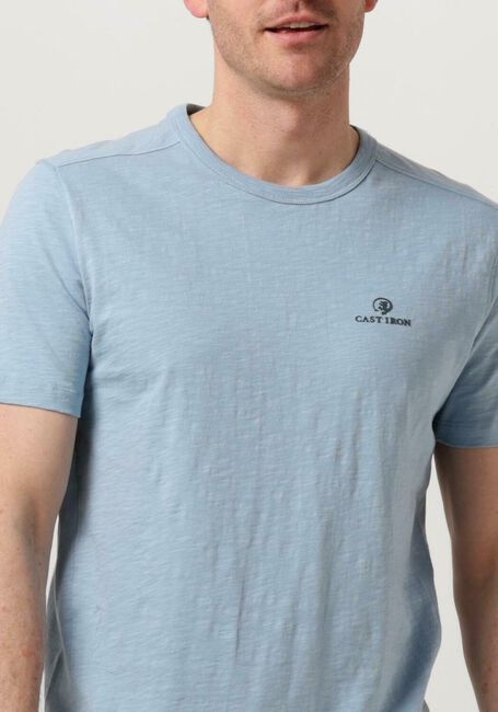 Lichtblauwe CAST IRON T-shirt SHORT SLEEVE R-NECK COTTON SLUB - large
