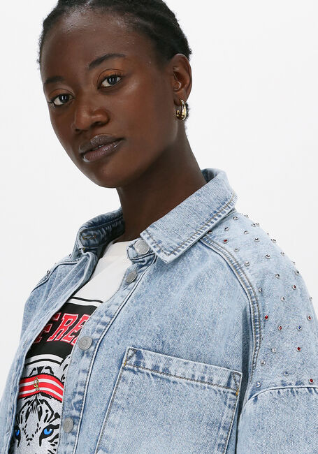 Blauwe COLOURFUL REBEL Blouses TEDDY RINESTONES DENIMBLOUSE - large