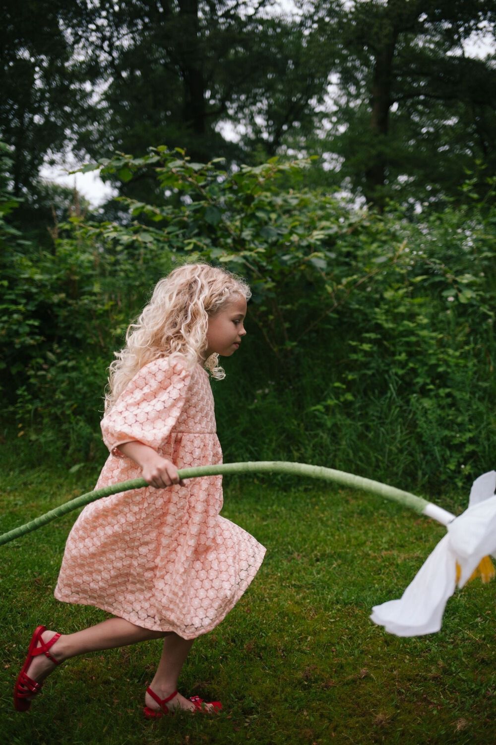 Roze DAILY BRAT Midi jurk FLOWERLY DRESS - large