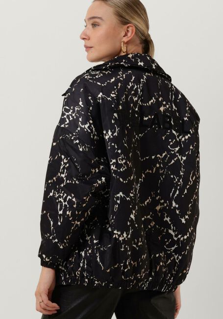 Zwarte ALIX THE LABEL Jack LADIES WOVEN OVERSIZED ANIMAL PADDED BOMBER - large