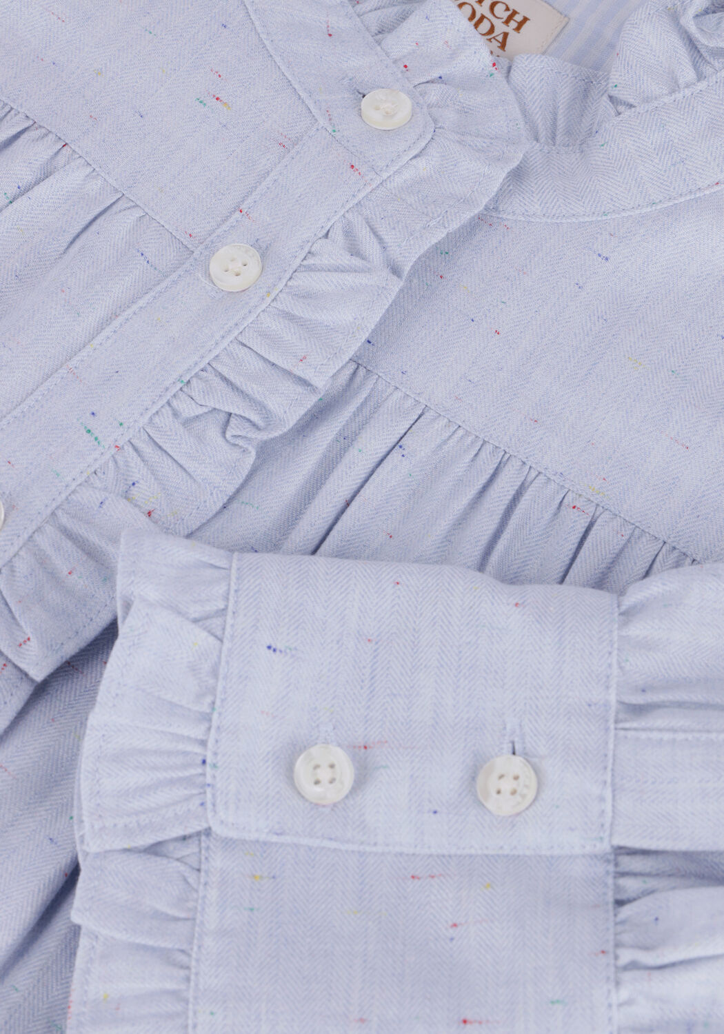 Lichtblauwe SCOTCH & SODA Blouses RUFFLE PLACKET SEASONAL SHIRT - large