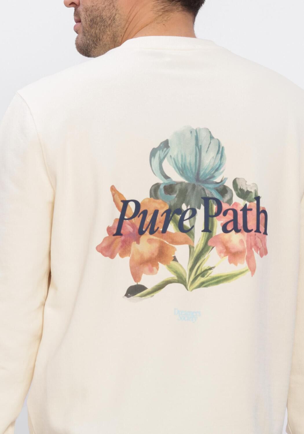 Beige PURE PATH Sweater TRIO OF FLOWERS CREWNECK - large