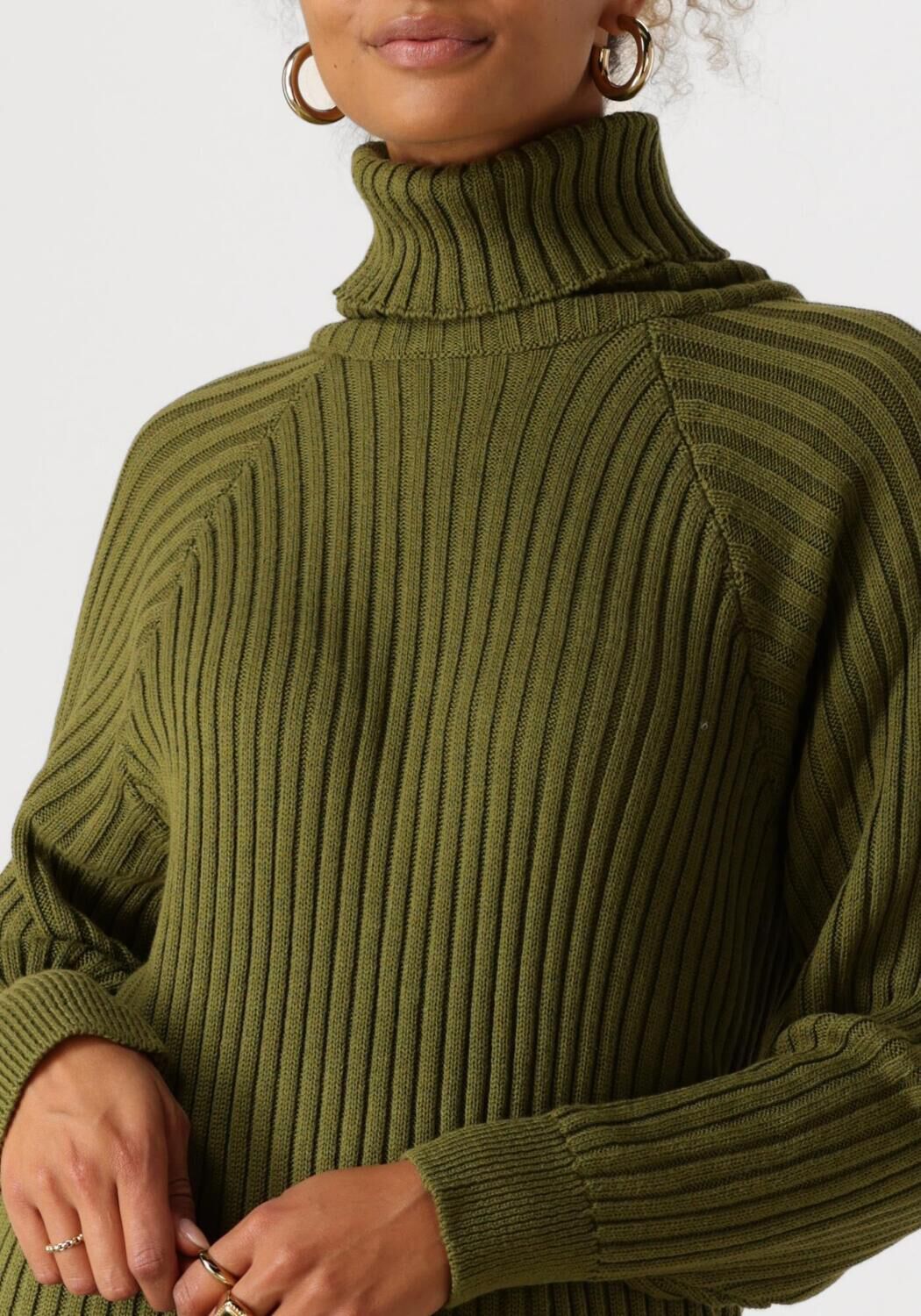 Y.A.S. Dames Jurken Yasmavi Knit Midi Rollneck Dress Olijf