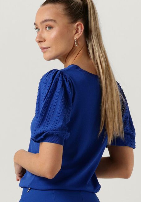 Blauwe JANSEN AMSTERDAM Top K136 KNITTED TOP 3/4 PUFFED SLEEVE - large
