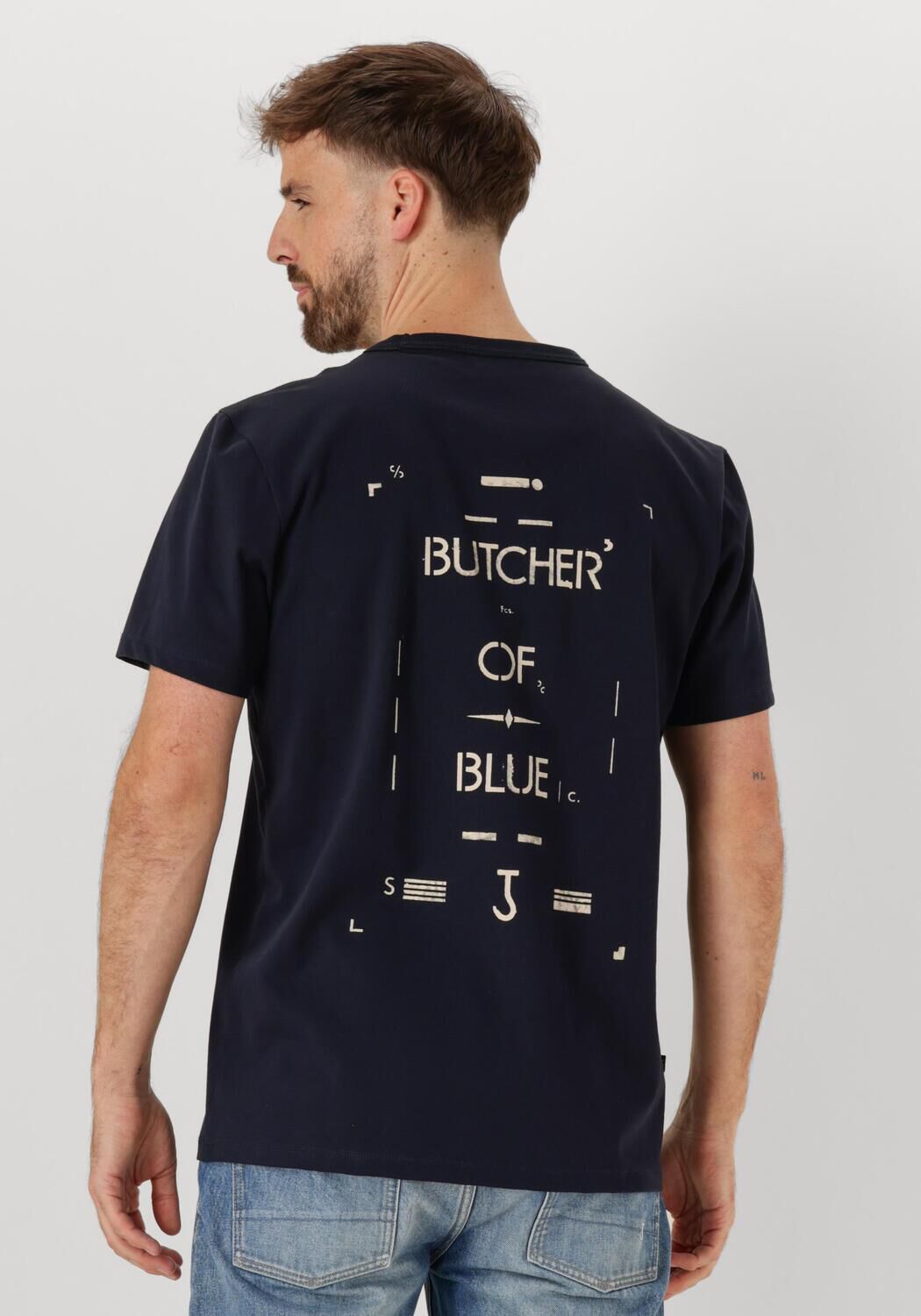 BUTCHER OF BLUE Heren Polo's & T-shirts Army Stencil Tee Donkerblauw