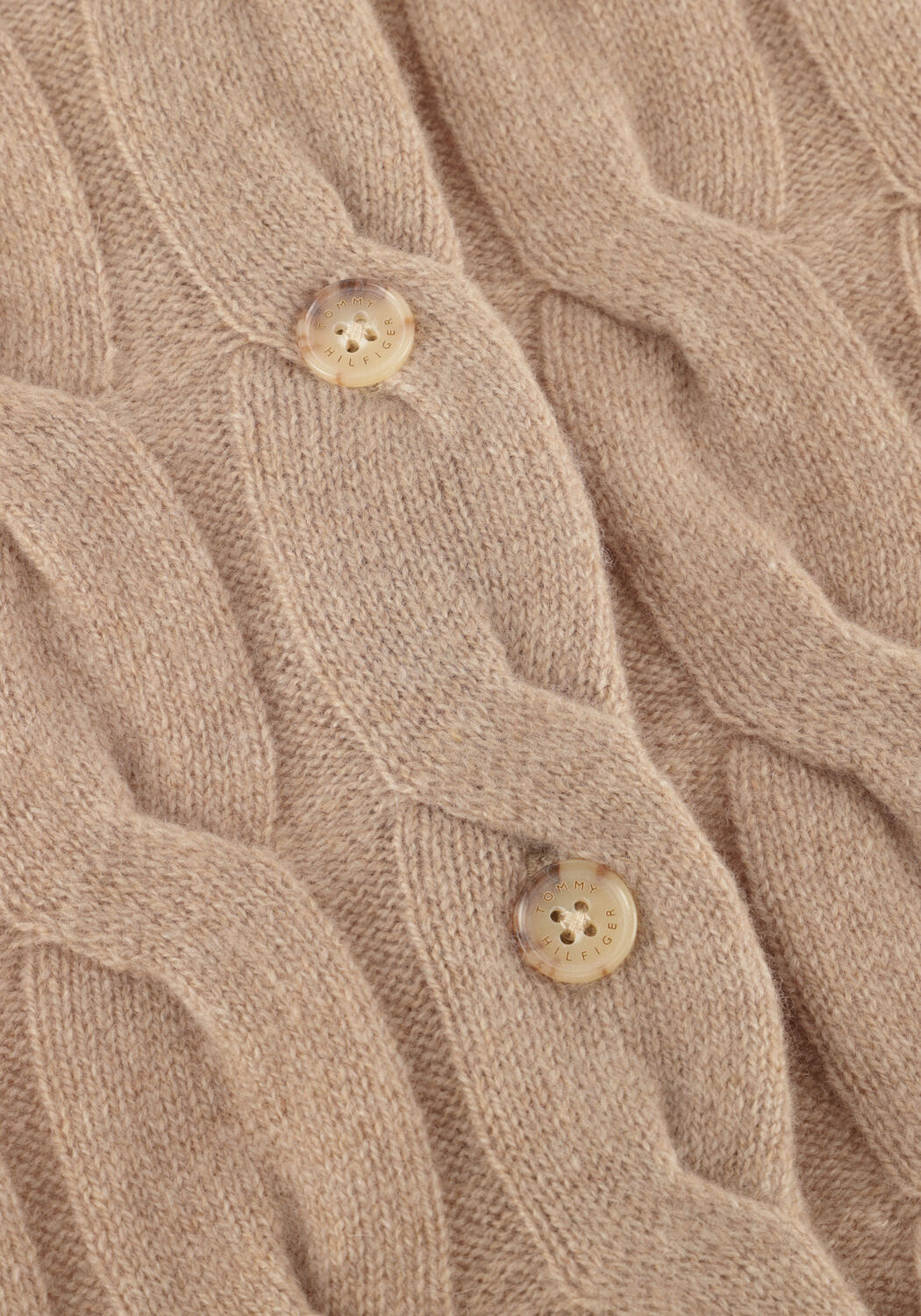 Beige TOMMY HILFIGER Vest SOFT WOOL CABLE C-NK LS CARDIGAN - large