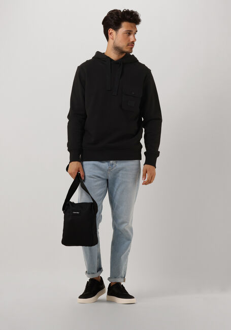 Zwarte CALVIN KLEIN Sweater MIX MEDIA POCKET HOODY - large