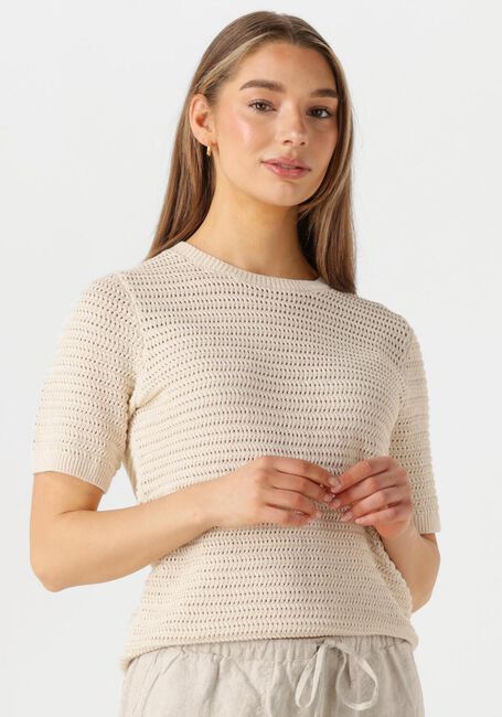 Ecru SELECTED FEMME T-shirt SLFVINNA SS STRUCTURE KNIT O-NECK - large