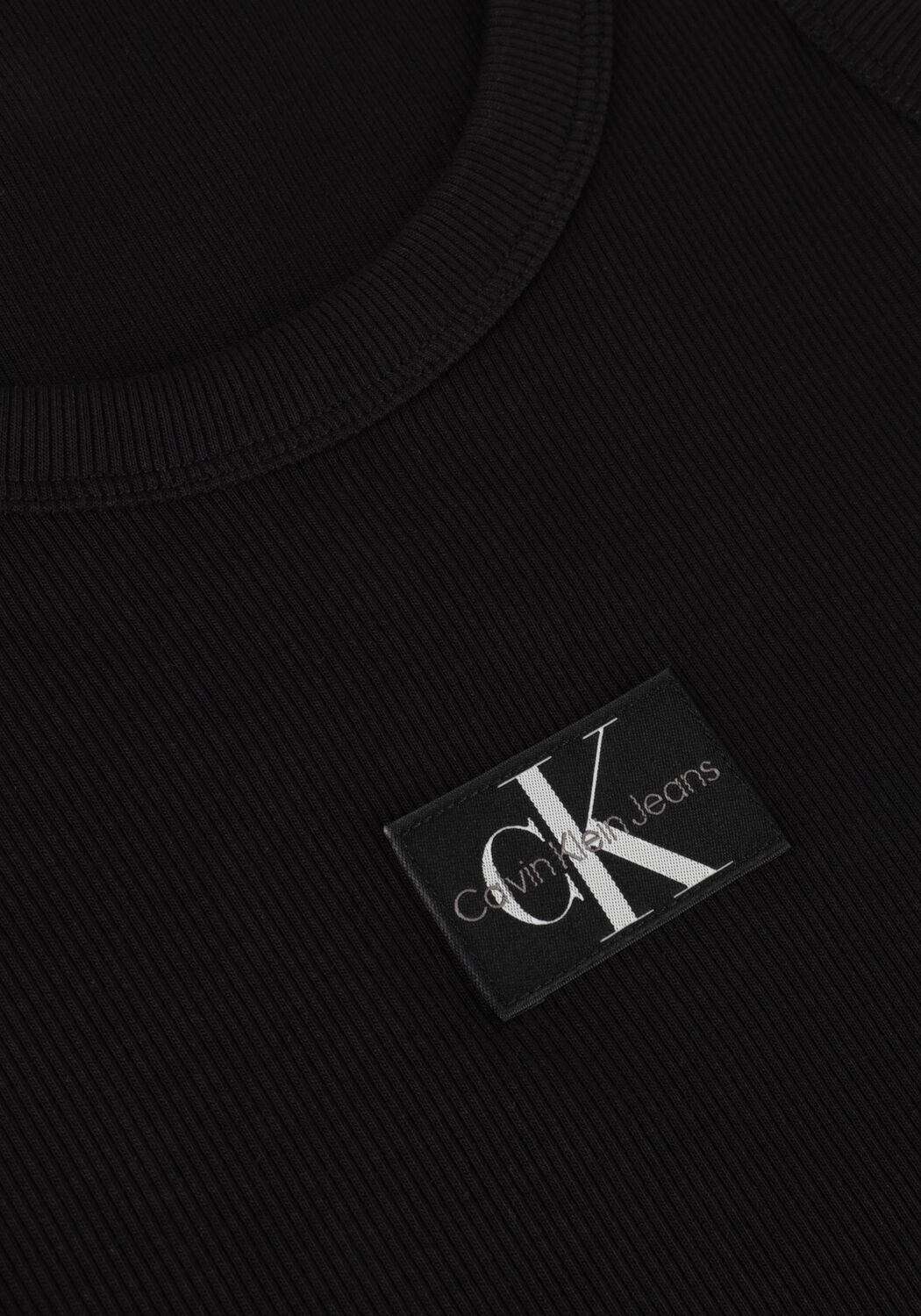 Zwarte CALVIN KLEIN Top WOVEN LABEL RIB TANK TOP - large