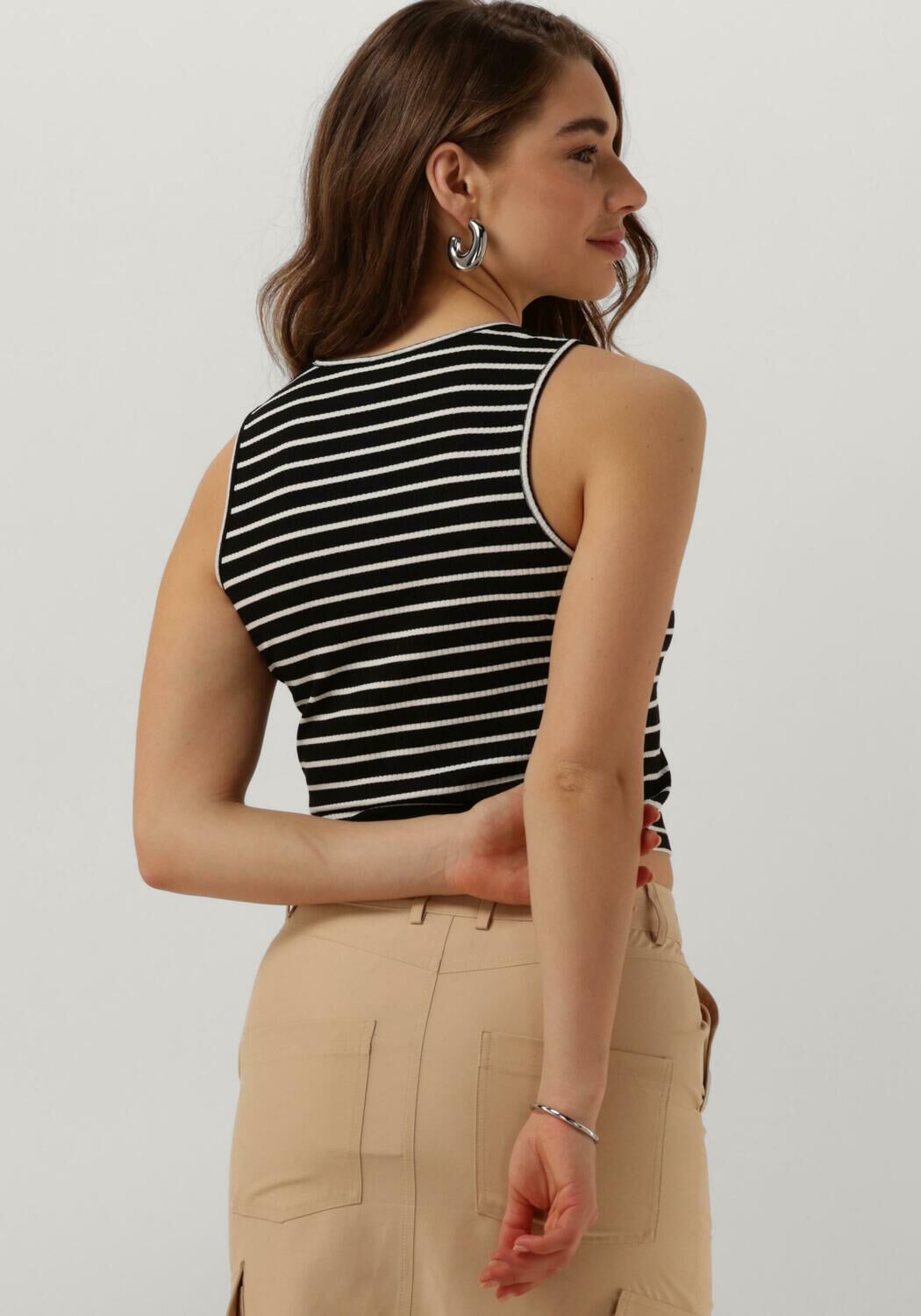 ANOTHER LABEL Dames Tops & T-shirts Abelia Stripe Top S l Zwart