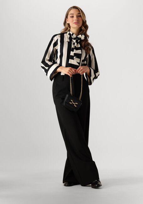 Zwarte SUMMUM Blouses BLOUSE BOW STRIPE PRINTED - large