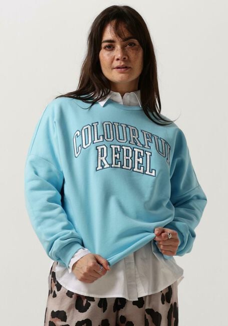 Lichtblauwe COLOURFUL REBEL Sweater CR PATCH DROPPED SWEAT - large
