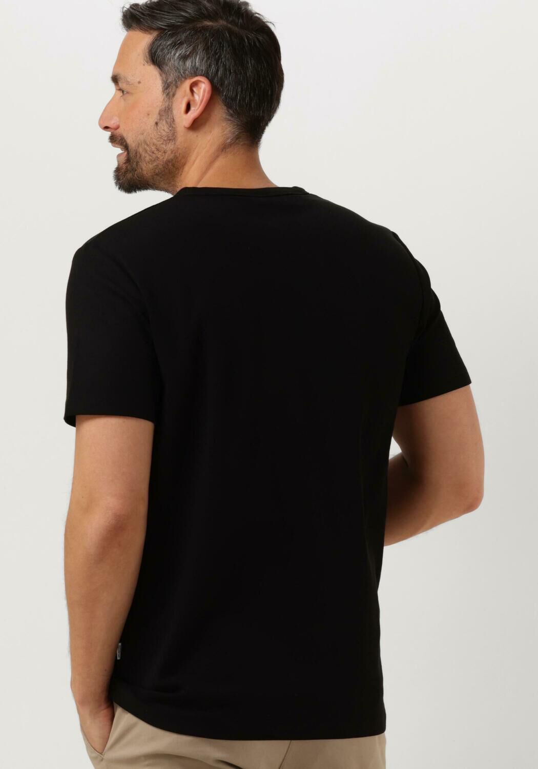 SELECTED HOMME Heren Polo's & T-shirts Slhjoseph Pique O-neck Tee Zwart