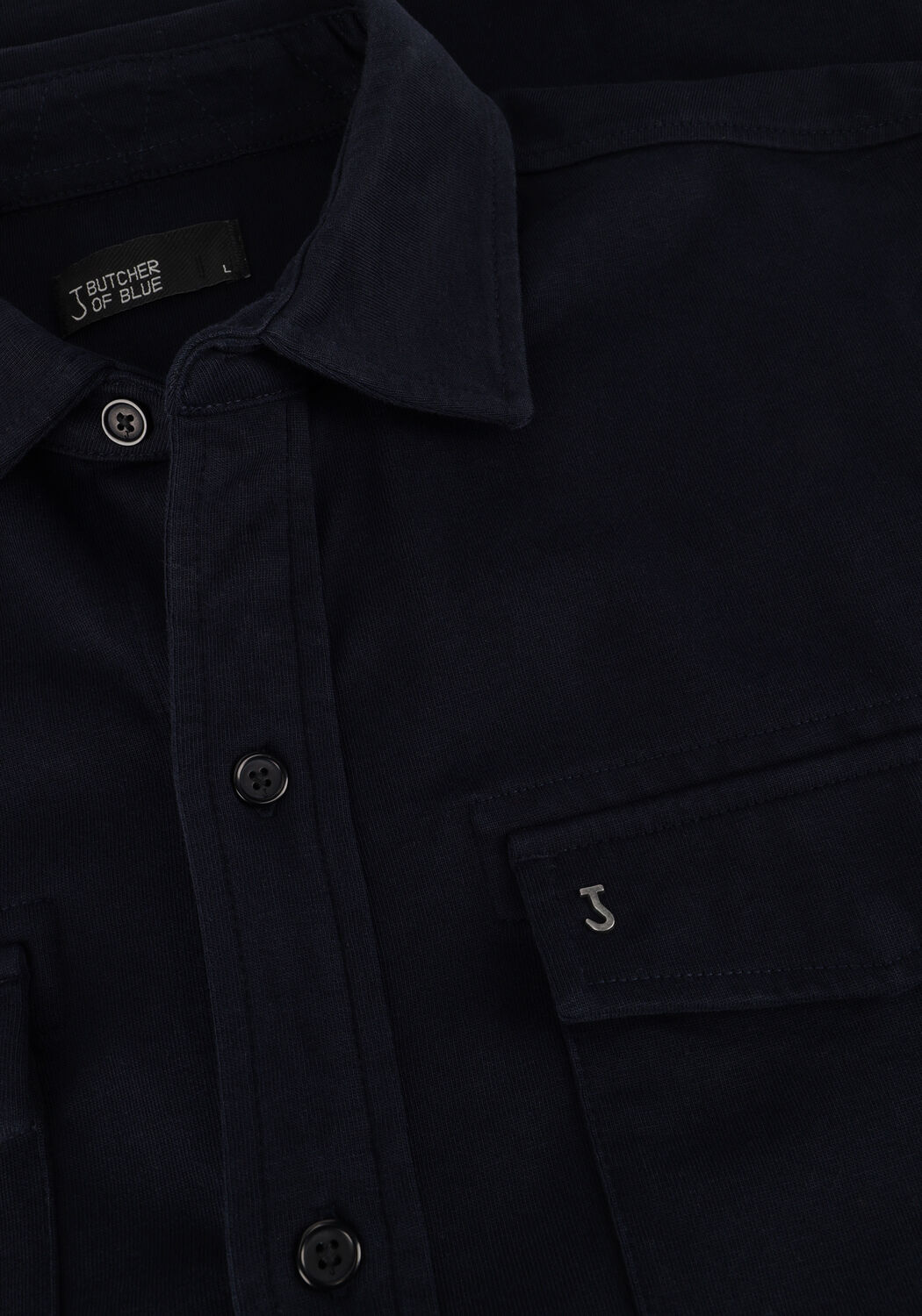 Donkerblauwe BUTCHER OF BLUE Overshirt FINN POCKET JERSEY SHIRT - large