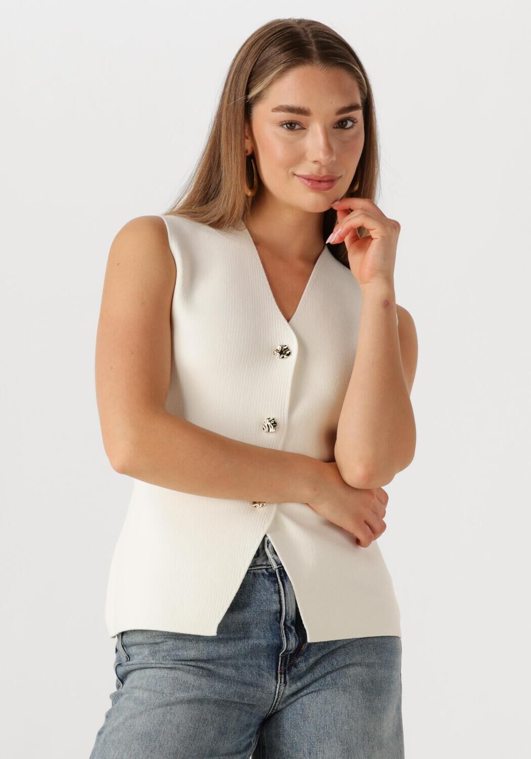 NEO NOIR Dames Blazers Sway Smooth Knit Waistcoat Wit