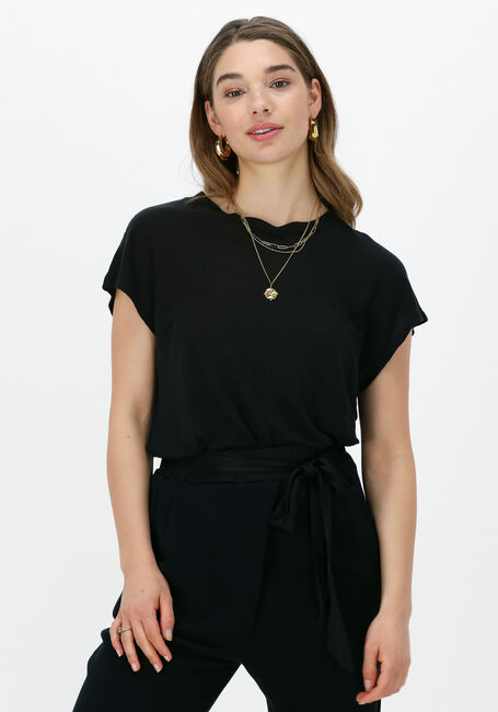 Zwarte 10DAYS Top TEE LINEN - large