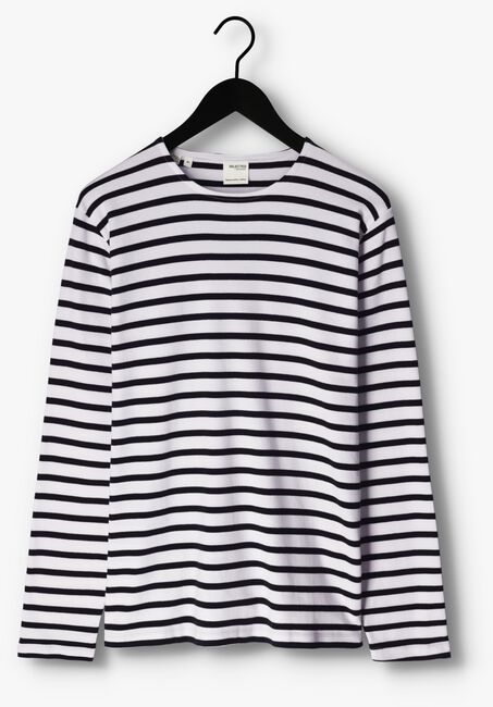 Witte SELECTED HOMME  SLHBRIAC STRIPE LS O-NECK TEE - large