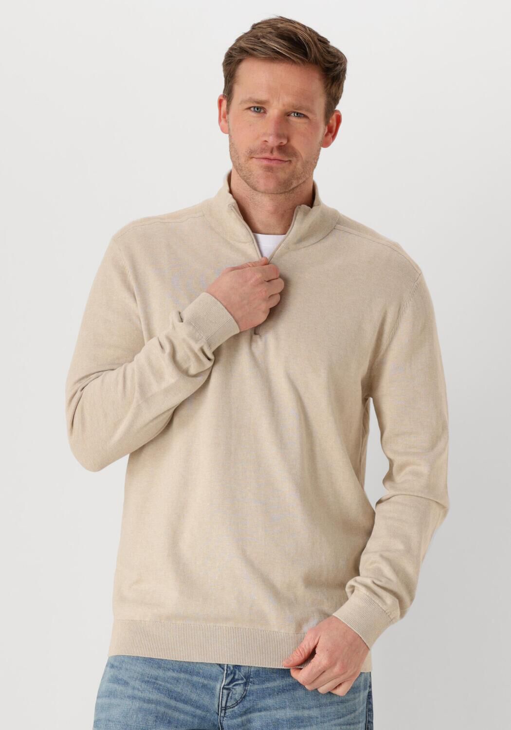 SELECTED HOMME Heren Truien & Vesten Slhberg Half Zip Cardigan Noos Beige
