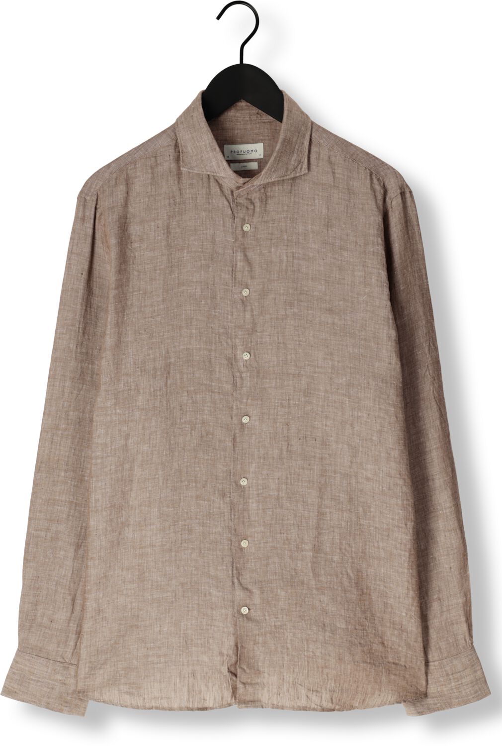 PROFUOMO Heren Overhemden Shirt X-cutaway Sc Linnen Bruin