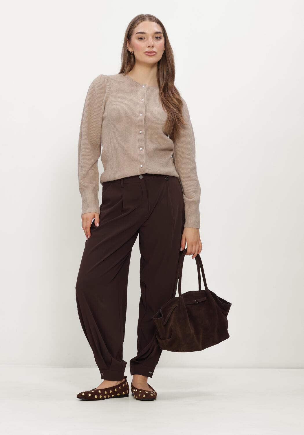NEO NOIR Dames Truien & Vesten Nuna Knit Cardigan Beige
