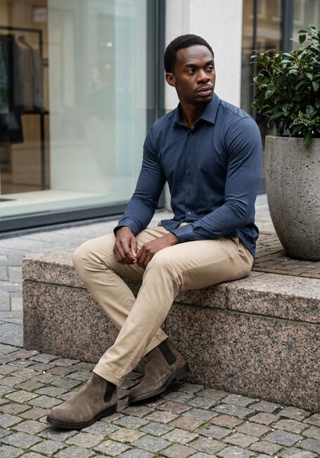 Donkerblauwe CAST IRON Casual overhemd CF TECH TWILL JERSEY - large
