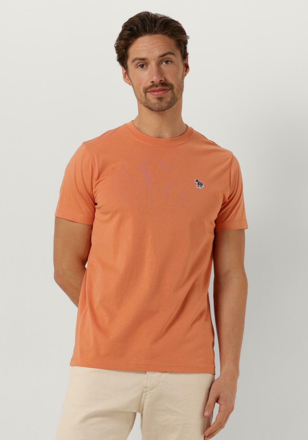 PS PAUL SMITH Heren Polo's & T-shirts Mens Slim Fit Ss Tshirt Zebra Badge Oranje