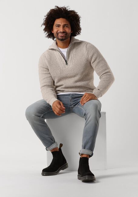 Beige CAST IRON Trui HALF ZIP COLLAR COTTON HALF ZIP - large