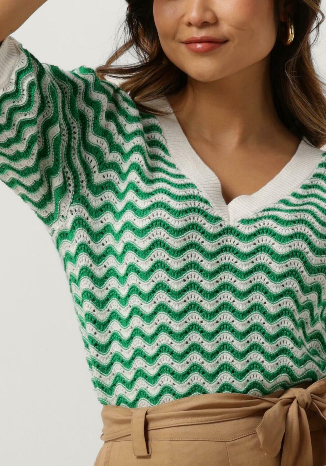 MINUS Dames Tops & T-shirts Maika 2 4 Sleeve Knit T-shirt Groen