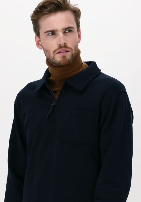 Donkerblauwe SELECTED HOMME Trui SLHRELAXREID HALF ZIP SWEAT W - large