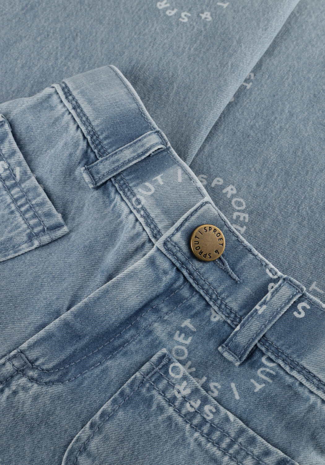 Lichtblauwe Sproet & Sprout Wide jeans DENIM FLARED PANTS - large