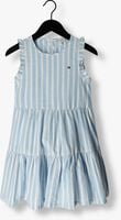 Lichtblauwe TOMMY HILFIGER Midi jurk STRIPED HEMP RUFFLE DRESS SLVSS - medium