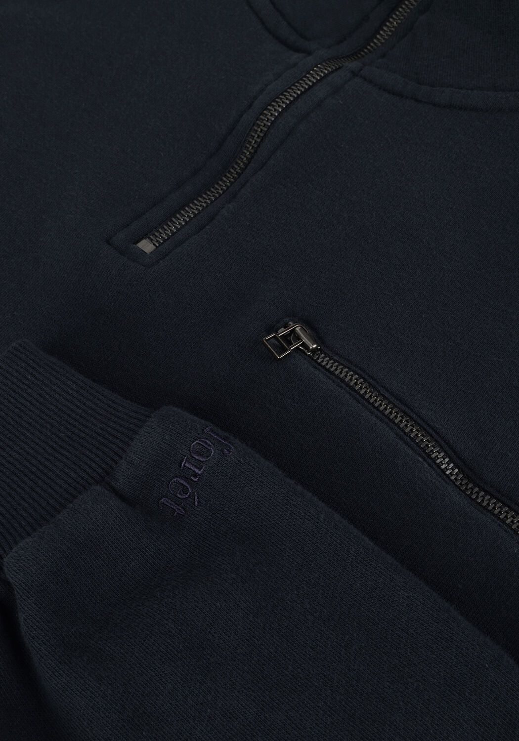 Donkerblauwe FOR&Eacute;T Sweater LOG HALF ZIP SWEATSHIRT - large